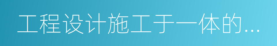 工程设计施工于一体的大型高科技的同义词