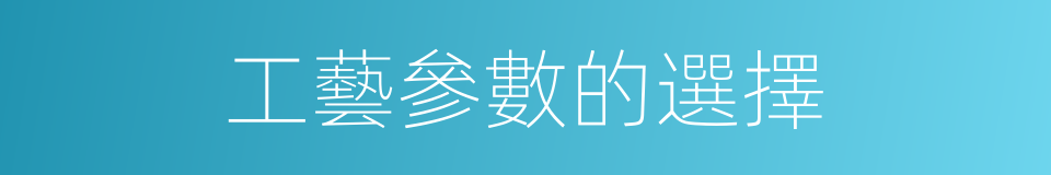 工藝參數的選擇的同義詞