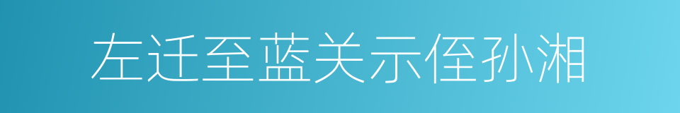 左迁至蓝关示侄孙湘的同义词