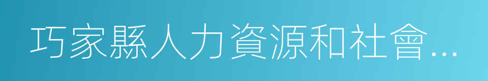 巧家縣人力資源和社會保障局的同義詞