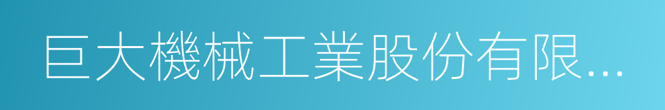 巨大機械工業股份有限公司的同義詞