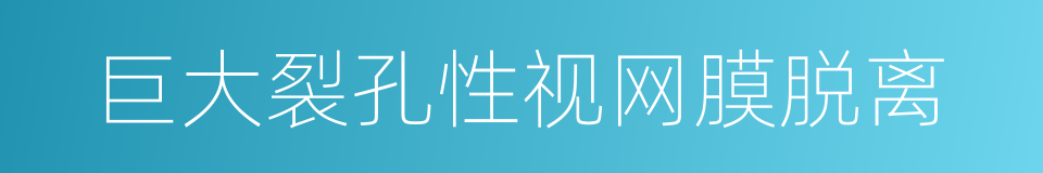 巨大裂孔性视网膜脱离的同义词