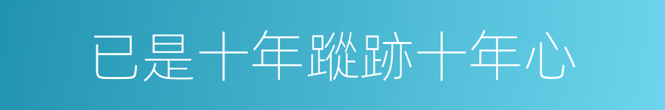 已是十年蹤跡十年心的同義詞
