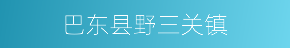 巴东县野三关镇的同义词