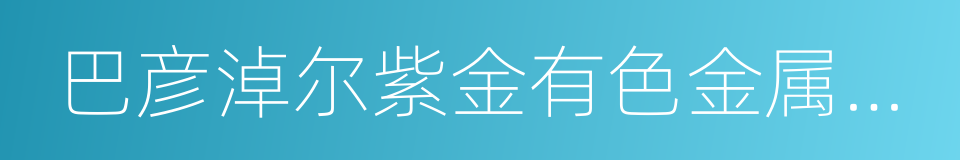 巴彦淖尔紫金有色金属有限公司的同义词