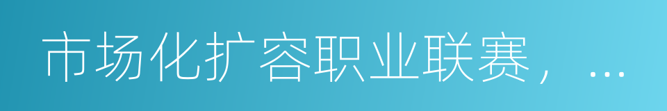 市场化扩容职业联赛，社会化繁荣全民足球的同义词