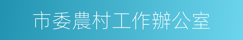 市委農村工作辦公室的同義詞