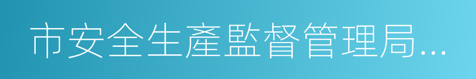 市安全生產監督管理局局長的同義詞