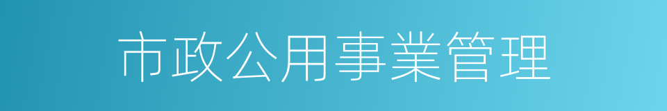市政公用事業管理的同義詞