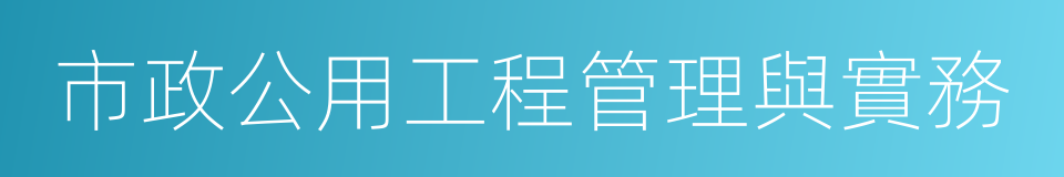 市政公用工程管理與實務的同義詞