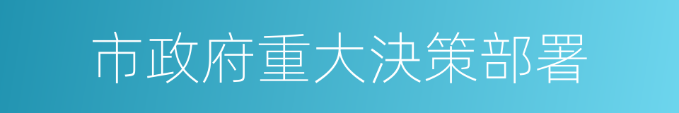 市政府重大決策部署的同義詞