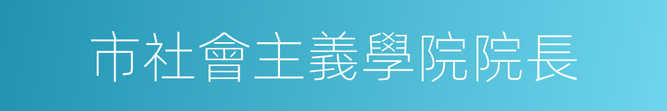 市社會主義學院院長的同義詞