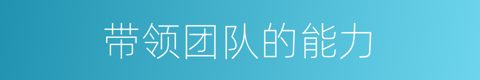 带领团队的能力的同义词
