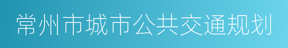 常州市城市公共交通规划的同义词