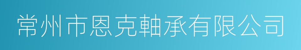 常州市恩克軸承有限公司的同義詞