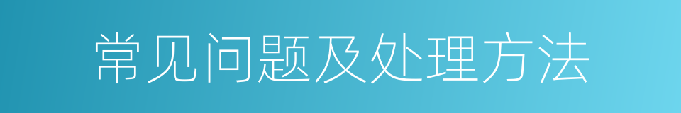 常见问题及处理方法的同义词