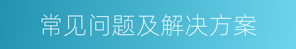 常见问题及解决方案的同义词