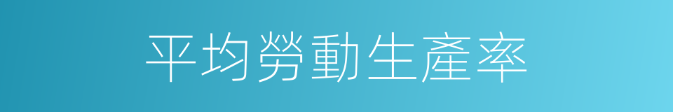 平均勞動生產率的同義詞