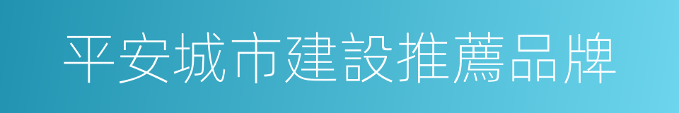 平安城市建設推薦品牌的同義詞