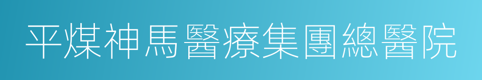 平煤神馬醫療集團總醫院的意思