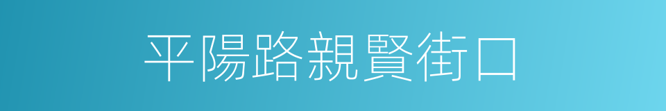 平陽路親賢街口的同義詞