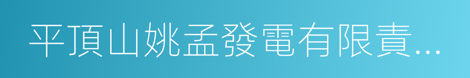 平頂山姚孟發電有限責任公司的同義詞