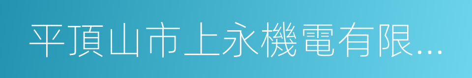 平頂山市上永機電有限公司的同義詞