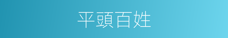 平頭百姓的意思