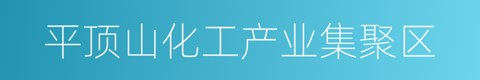 平顶山化工产业集聚区的同义词