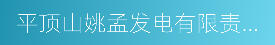 平顶山姚孟发电有限责任公司的同义词