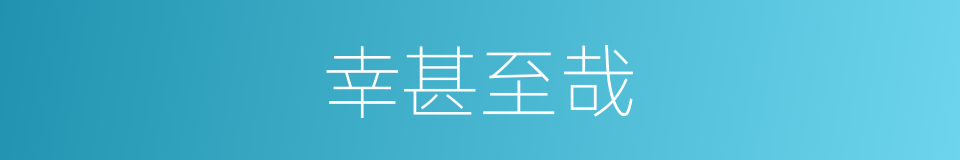 幸甚至哉的意思
