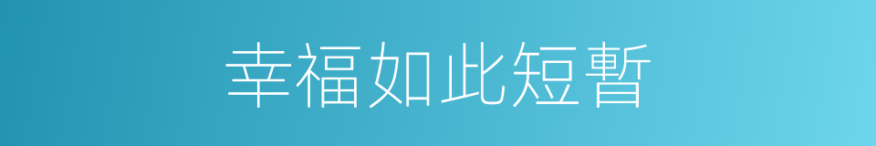 幸福如此短暫的同義詞