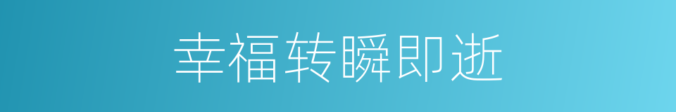幸福转瞬即逝的同义词