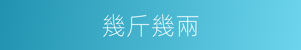 幾斤幾兩的意思