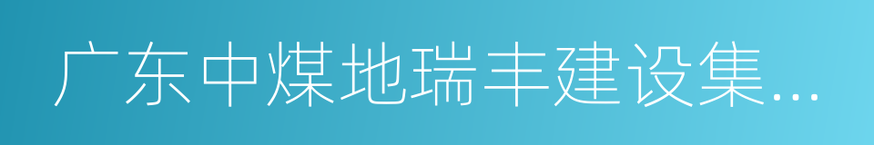 广东中煤地瑞丰建设集团有限公司的同义词