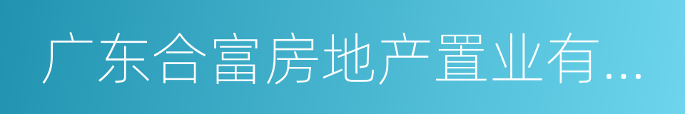 广东合富房地产置业有限公司的同义词