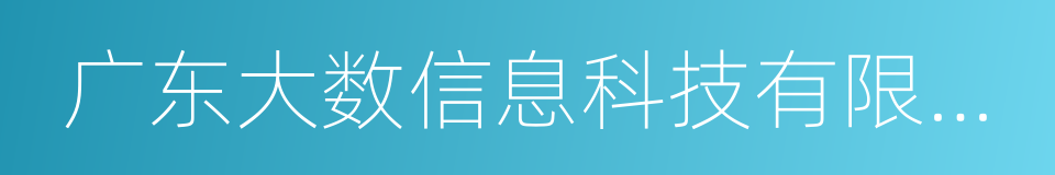 广东大数信息科技有限公司的同义词