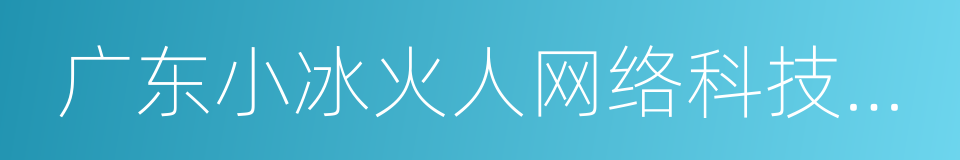 广东小冰火人网络科技股份有限公司的同义词