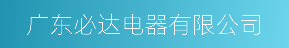 广东必达电器有限公司的同义词
