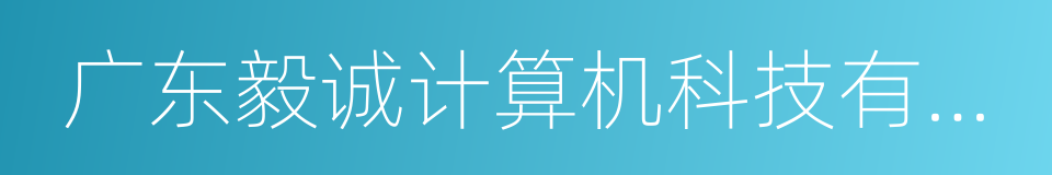 广东毅诚计算机科技有限公司的同义词