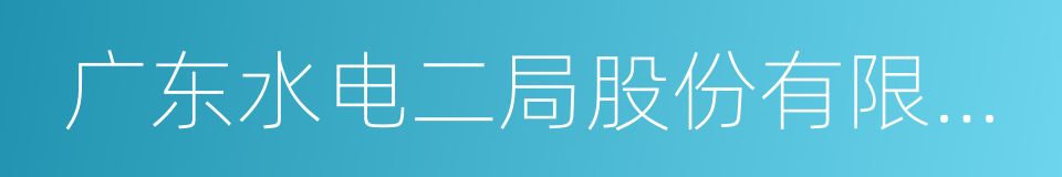 广东水电二局股份有限公司的同义词