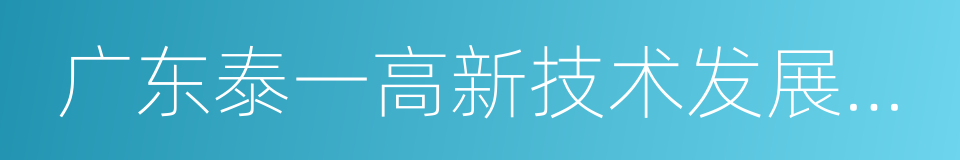 广东泰一高新技术发展有限公司的同义词