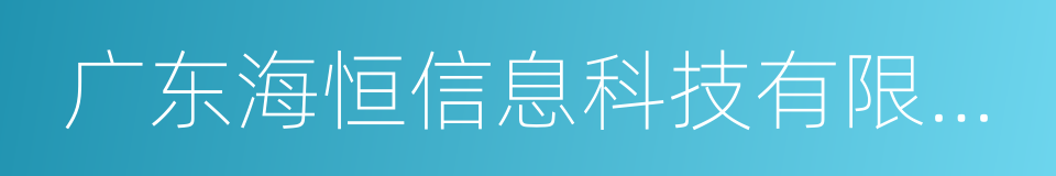 广东海恒信息科技有限公司的同义词