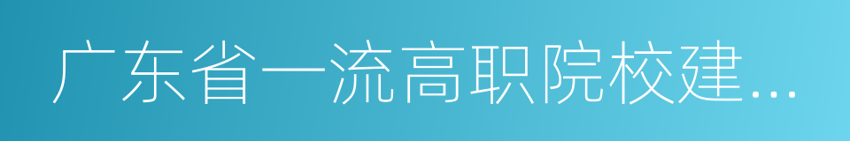 广东省一流高职院校建设计划的同义词