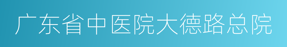 广东省中医院大德路总院的同义词