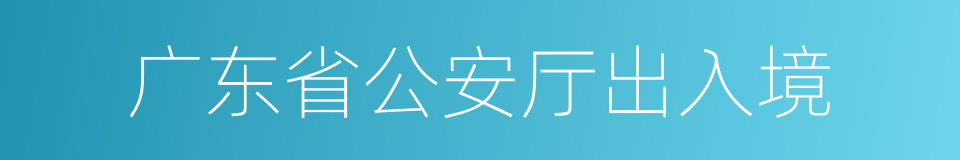 广东省公安厅出入境的同义词