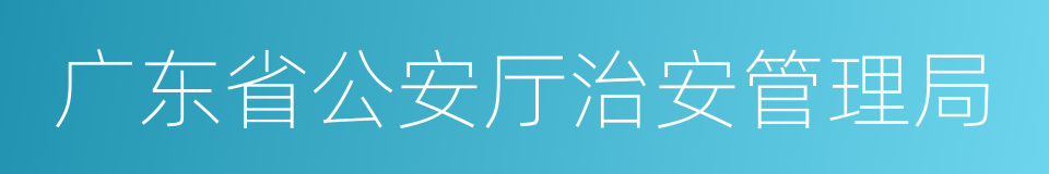 广东省公安厅治安管理局的同义词