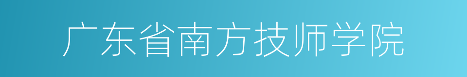 广东省南方技师学院的同义词