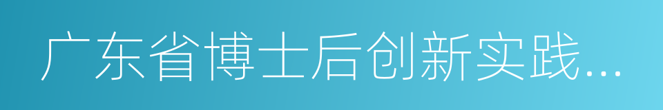 广东省博士后创新实践基地的同义词