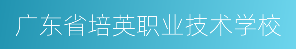 广东省培英职业技术学校的同义词